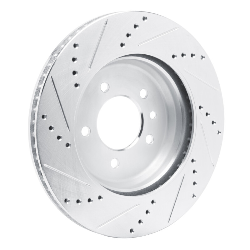 Land Rover Defender 90 Brake Rotor (1) - Rear Right - R1 Concepts - Drilled & Slotted - Silver - `20-`25
